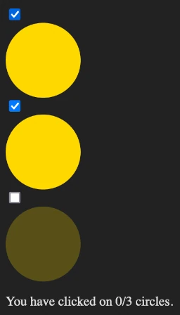 Two circles clicked… but the text doesn’t update