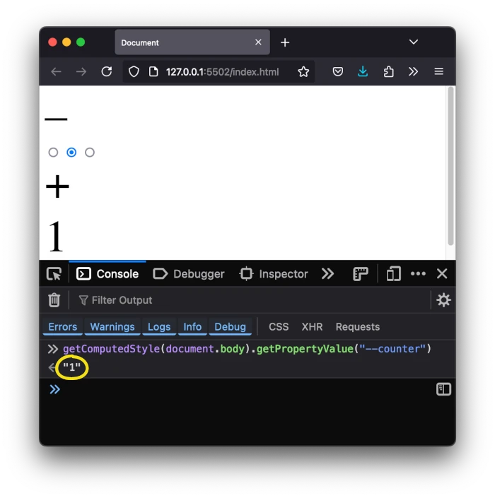 getPropertyValue(“–counter”)