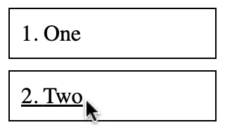 An ordered list containing numbered links