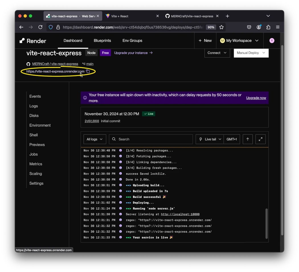 A Link to your Live Web Service
