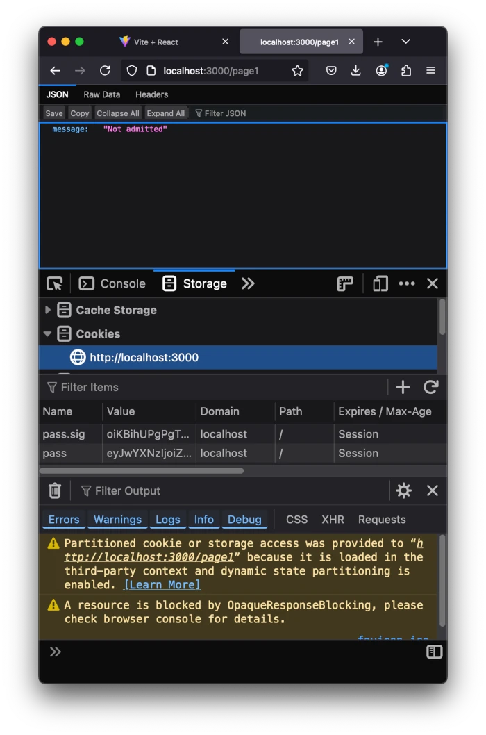 Many actions are Not admitted when the React site is served by Express