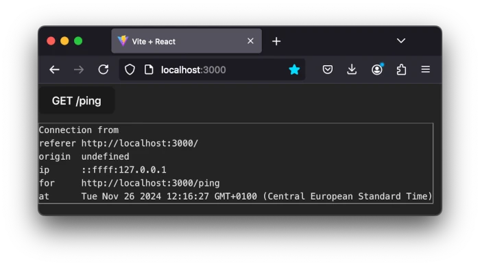 The response to GET /ping in pre-production mode
